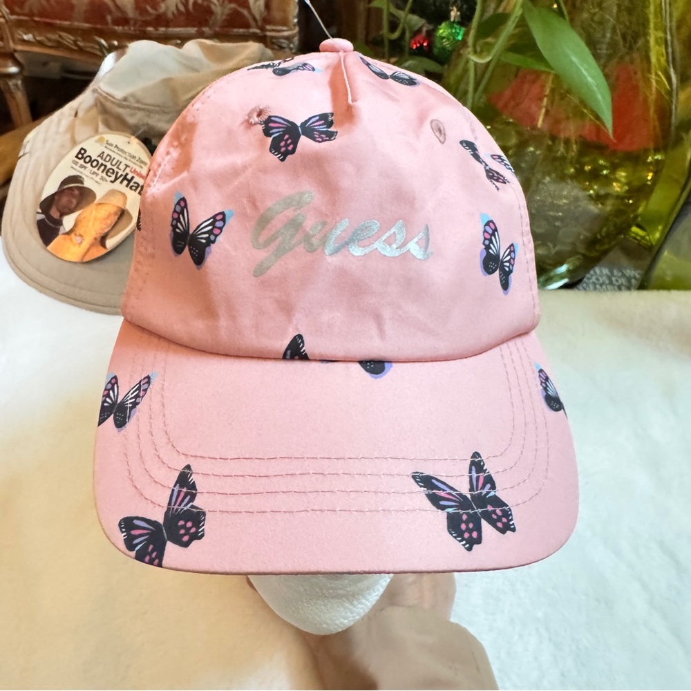 ✅NEW “Guess” Pink Baseball Cap with Butterfly Print